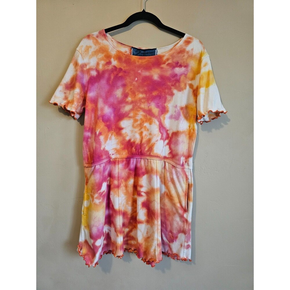 Weekender Sohoo brand tie die lettuce hem short sleeve dress Med